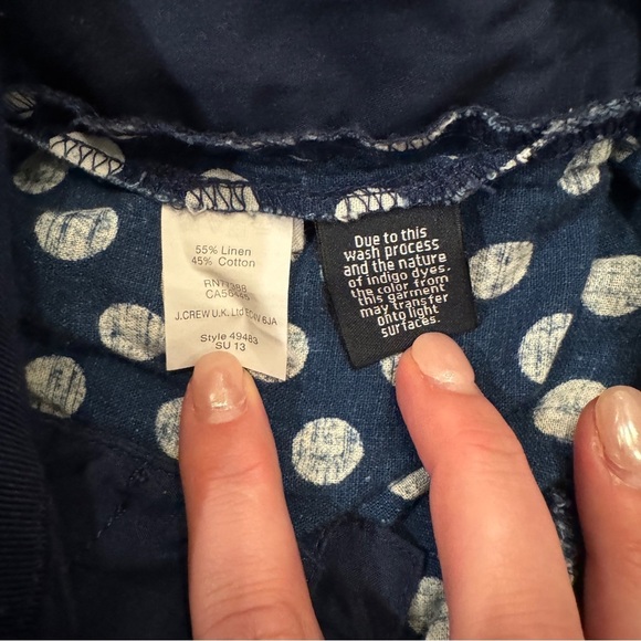 J. CREW | Indigo Polka Dot Linen Cotton Shorts Navy - Picture 6 of 6